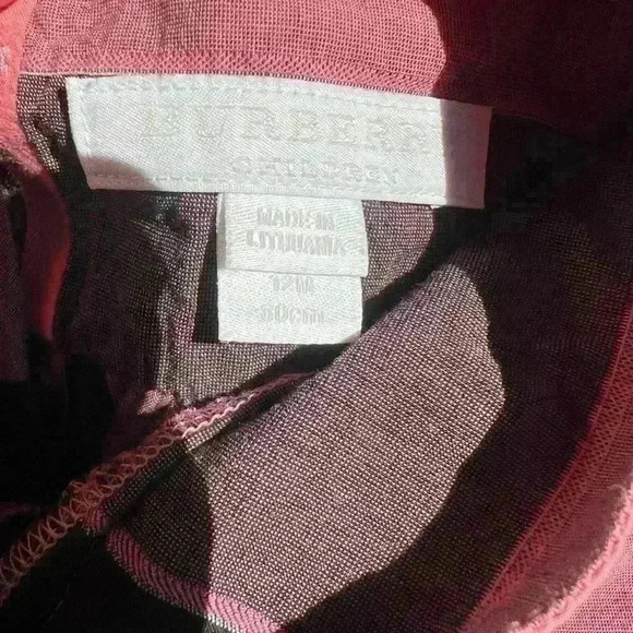 BURBERRY PINK DRESS corduroy check classic Burberry style infant 12 months - Picture 3 of 3